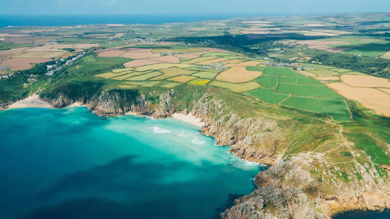 Aerial view from Skybus over west Cornwall