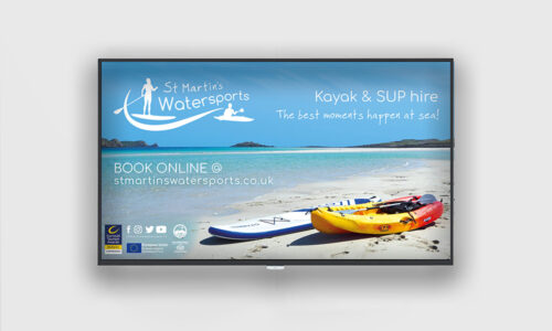 Advertise on Isles of Scilly Travel's digital screens on Scillonian and at Land's End Airport