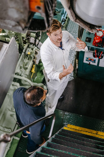 Scillonian III Engineer in the engine room