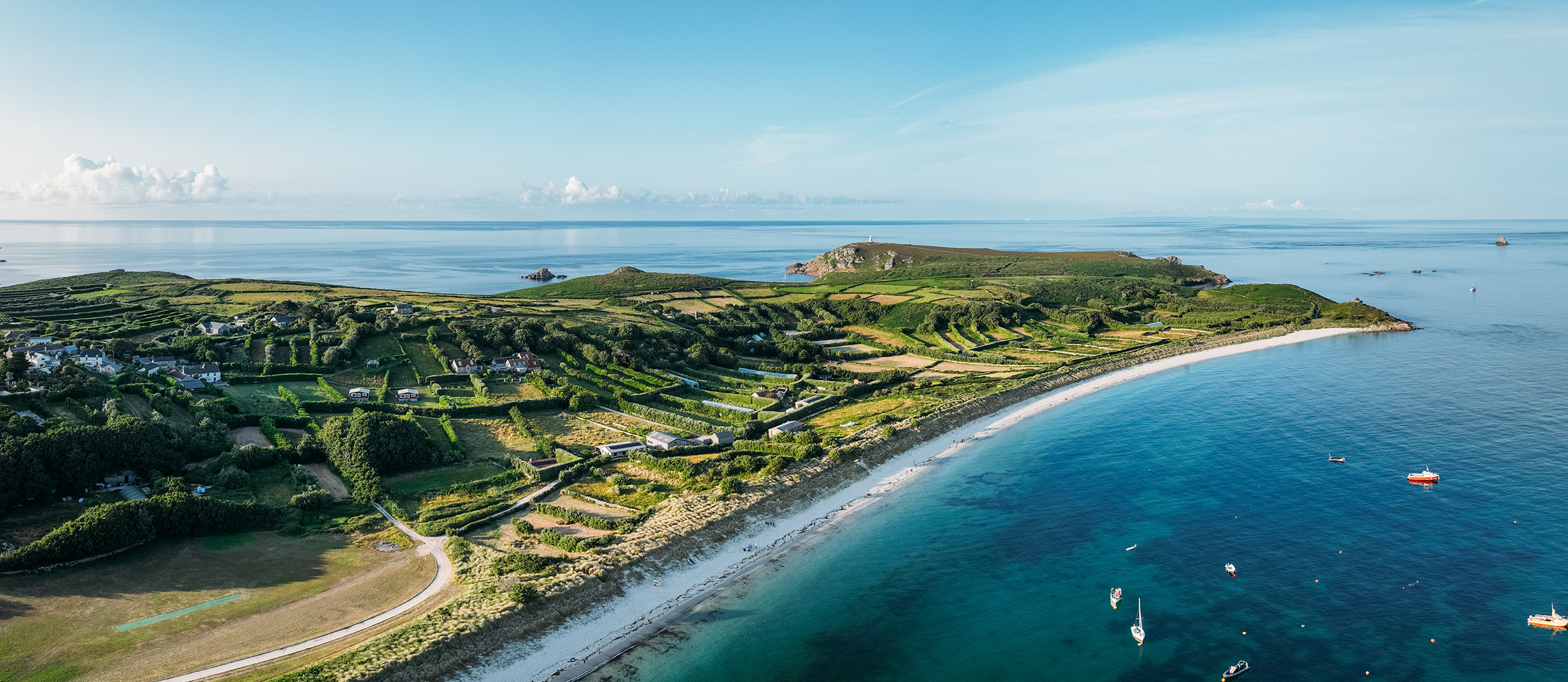 Aerial view of St Martin's, Isles of Scilly