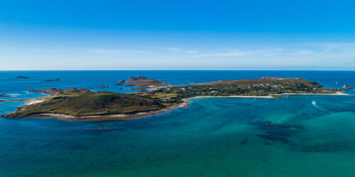 Bryher - drone view - inhabited island - isles of scilly