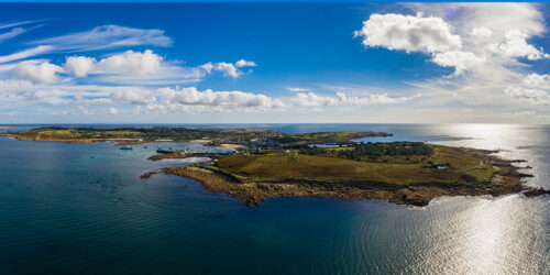 St Mary's - drone view - inhabited island - isles of scilly