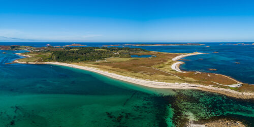 Tresco - drone view - inhabited island - isles of scilly