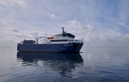 CGI image of Menawethan - Isles of Scilly Steamship Group new freight ship