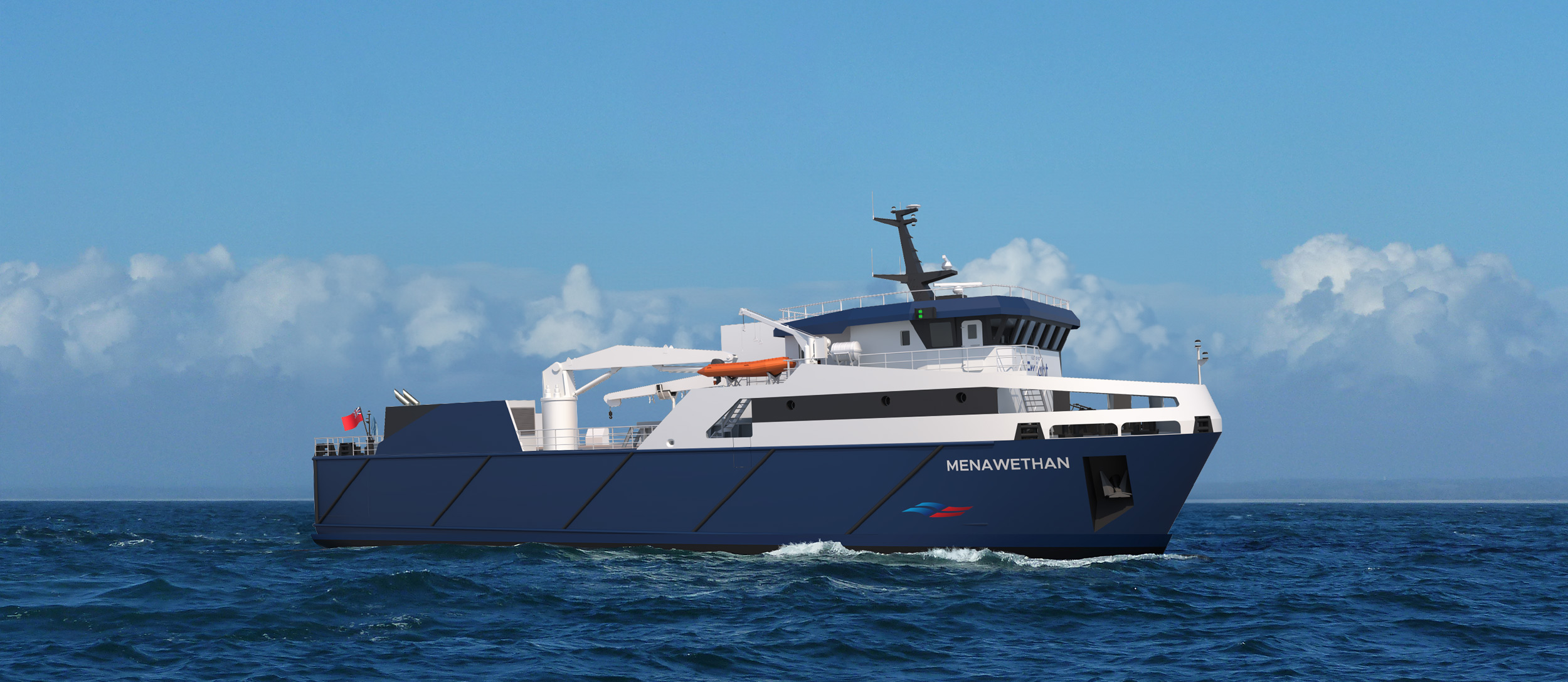 CGI image of Menawethan - Isles of Scilly Steamship Group new freight vessel