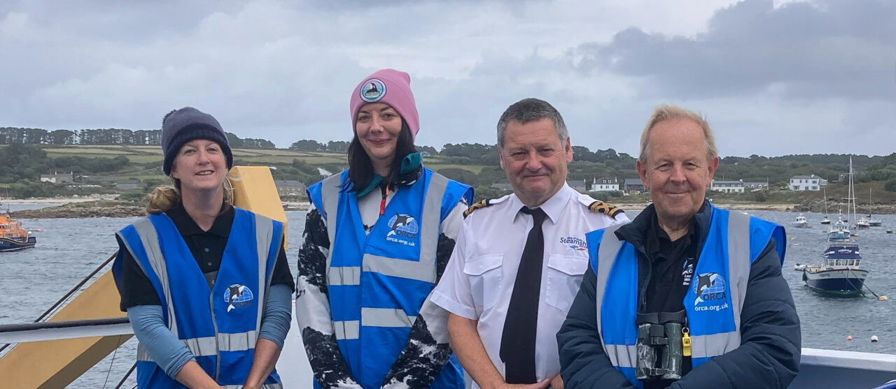 Scillonian III Master David Redgrave with members of the ORCA survey team