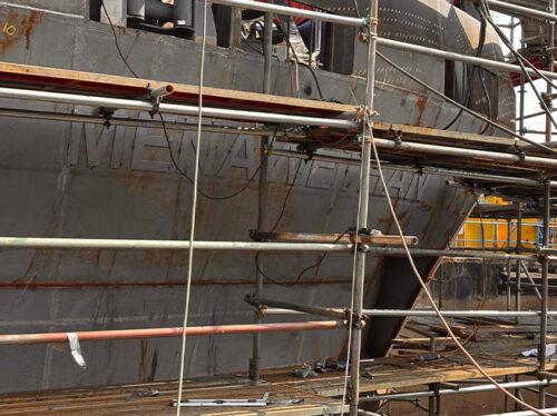 Menawethan - name welded into place - March 2025