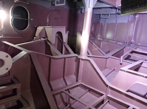 Menawethan - painting is currently underway in the steering gear compartment - April 2025