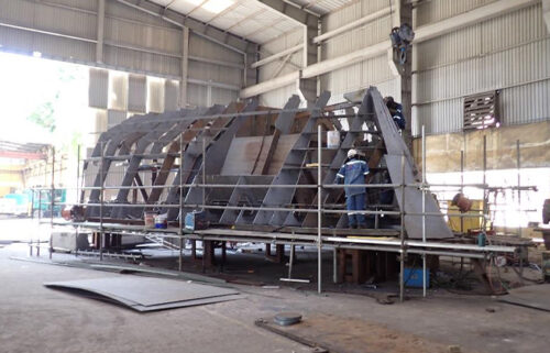 Scillonian IV - Unit 19 being fabricated in the workshop - April 2025