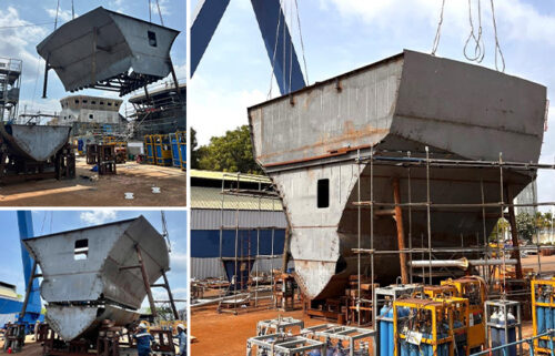 Scillonian IV - units 8.2, 10 and 18 erected dockside - April 2025