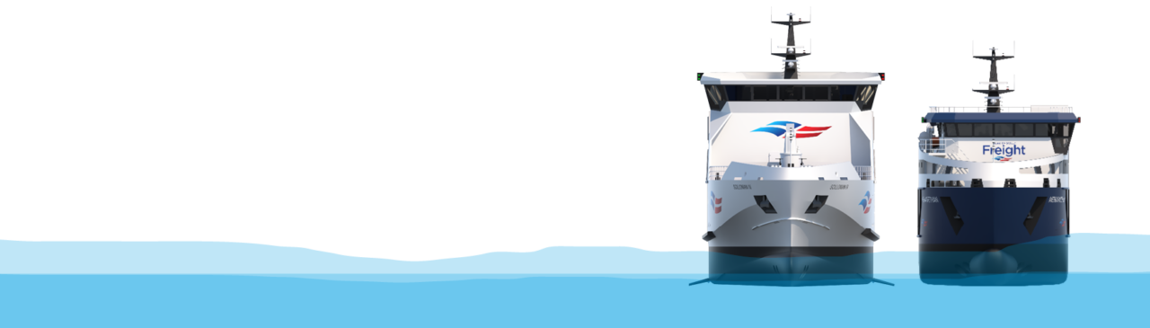 Front view CGI image of Scillonian IV and Menawethan