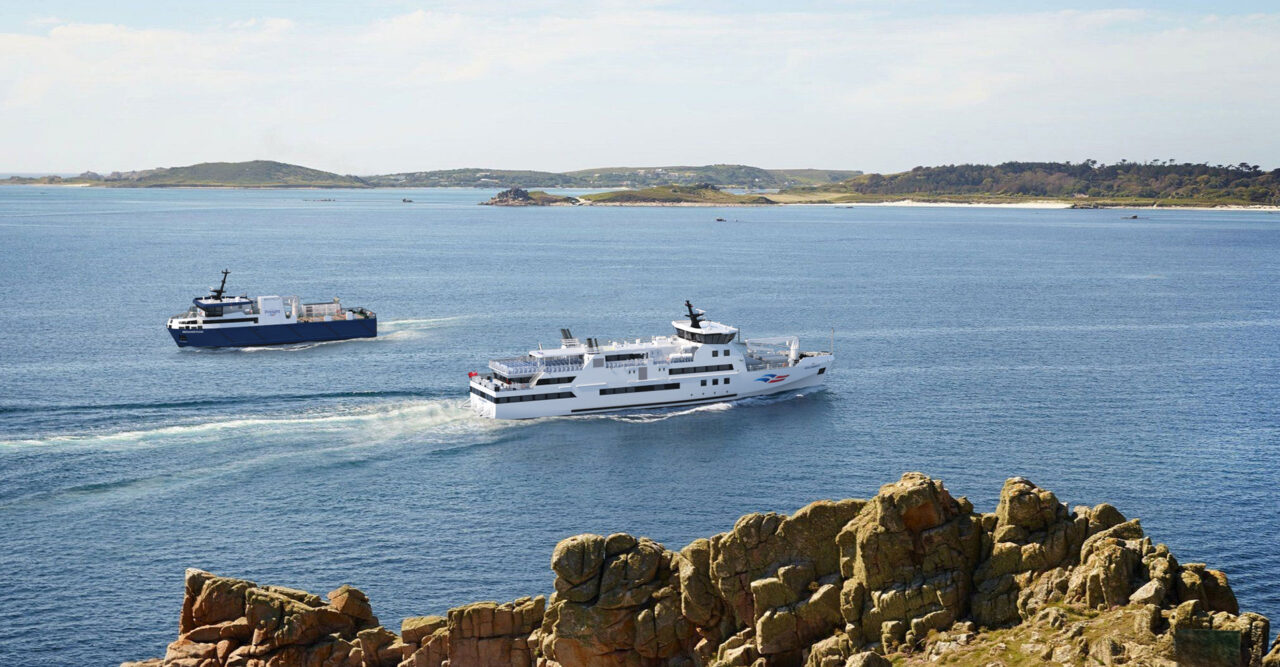 CGI image of Scillonian IV and Menawethan in situ sailing to and from the Isles of Scilly - July 2025