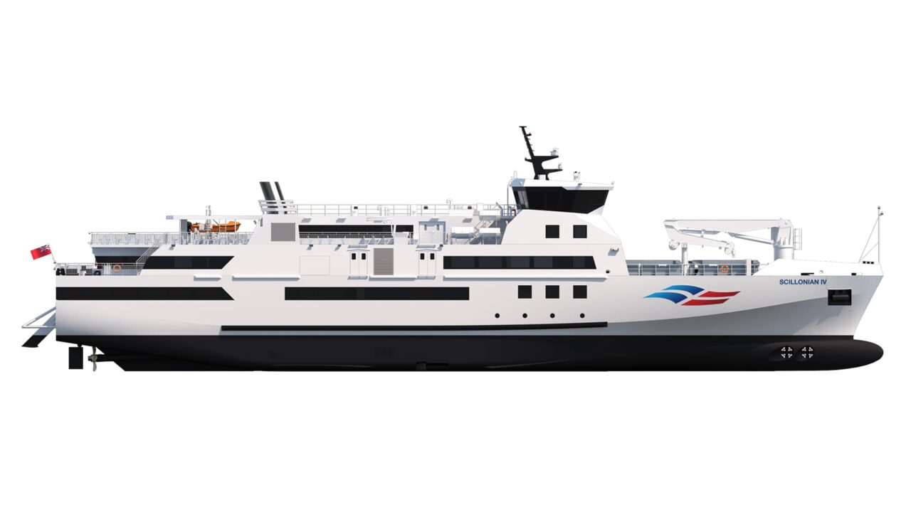 CGI- Scillonian IV passenger ferry - view side - July 2025