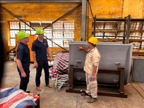 Stuart Reid visit to Pirou shipyard in August 2025