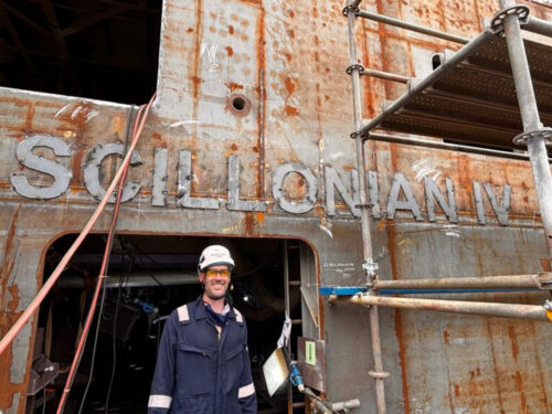 Stuart Reid visit to Pirou shipyard in August 2025
