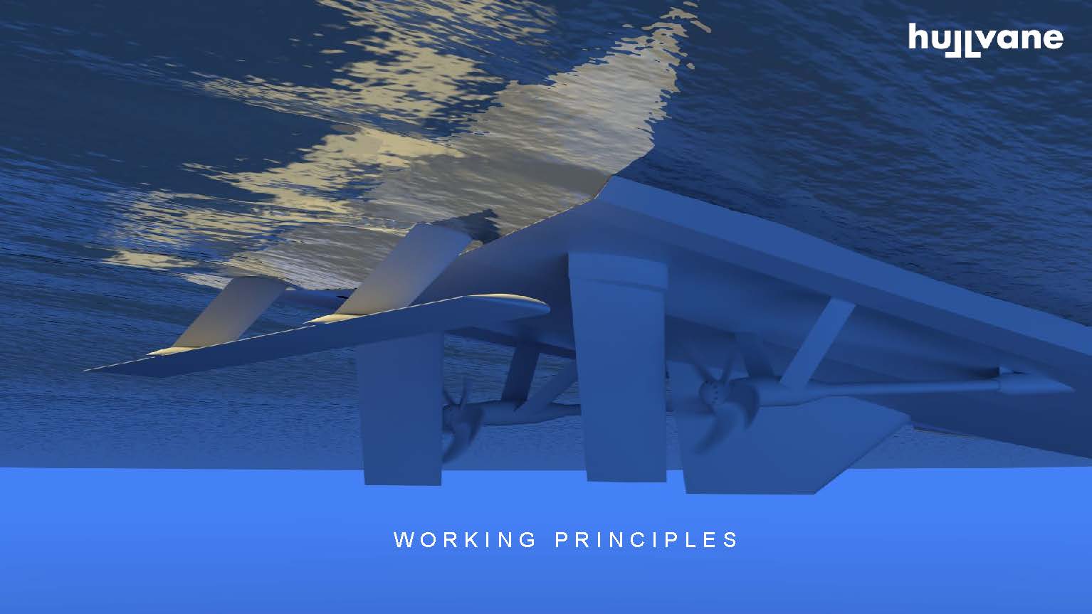 Illustration of vessel hull vane underwater