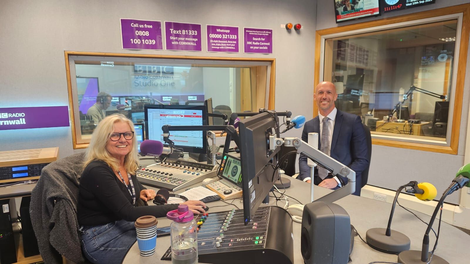 Stuart Reid in the BBC Radio Cornwall studio interviewed about ISSG's new vessels
