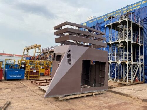 Image of part of ISSG's new vessels being constructed by Piriou in Vietnam Scillonian 4 build progress