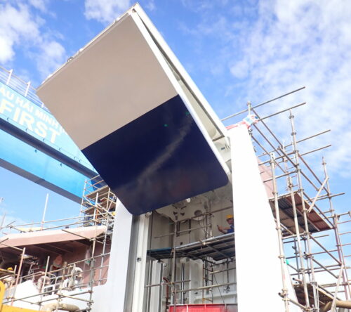 Photo showing testing of Menawethan's side door