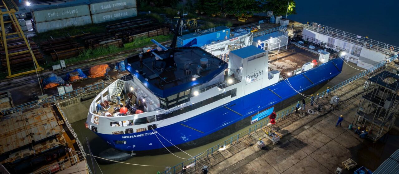 Menawethan launch - Isles of Scilly Freight new ship