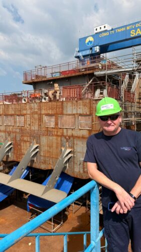 Dave Redgrave stood in front Scillonian IV