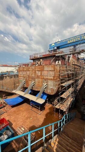 Scillonian IV at the shipyard in Vietnam