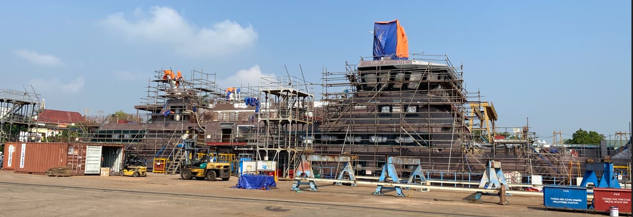 New passenger ferry Scillonian IV in the dry dock