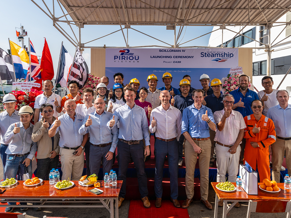 Scillonian IV launch celebrations with Piriou team