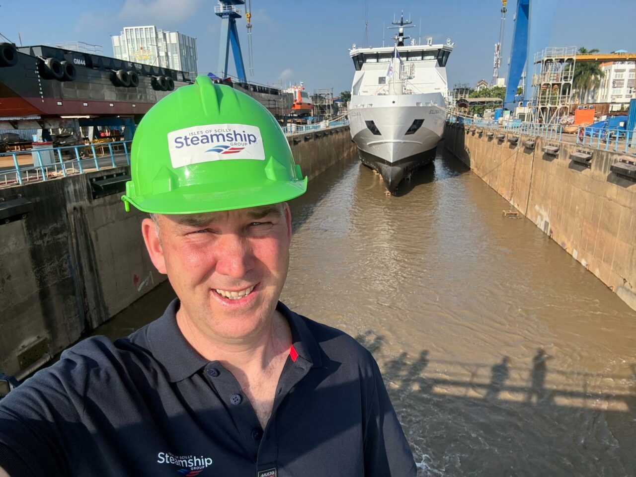 Sam Hicks in Vietnam in front of Scillonian IV
