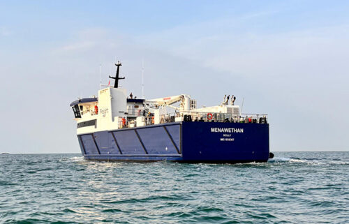 stern view of Menawethan - freight ship