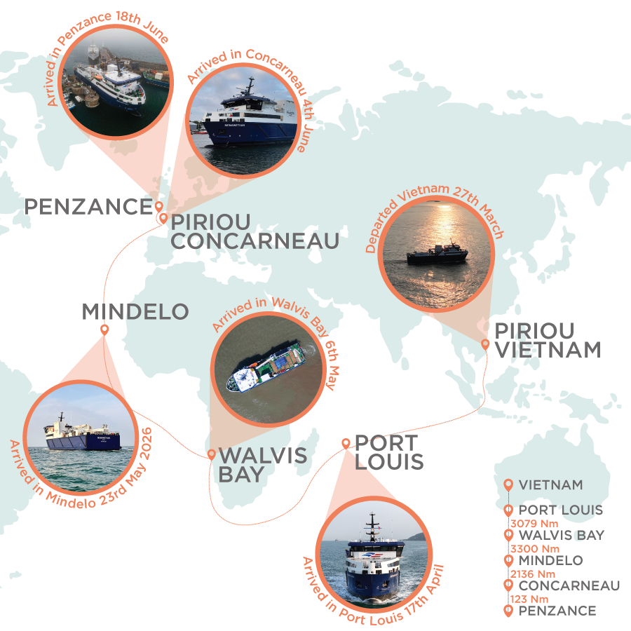 Menawethan route map: Journey from Vietnam to Penzance