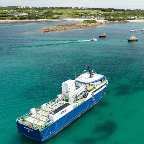 Menawethan arriving into St Mary's Harbour, Isles of Scilly