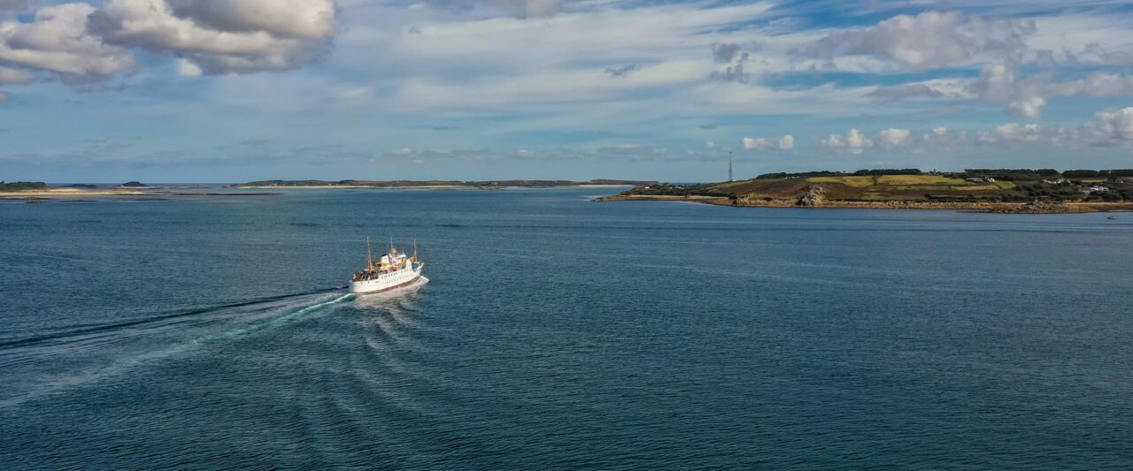 Scillonian III departing the Isles of Scilly