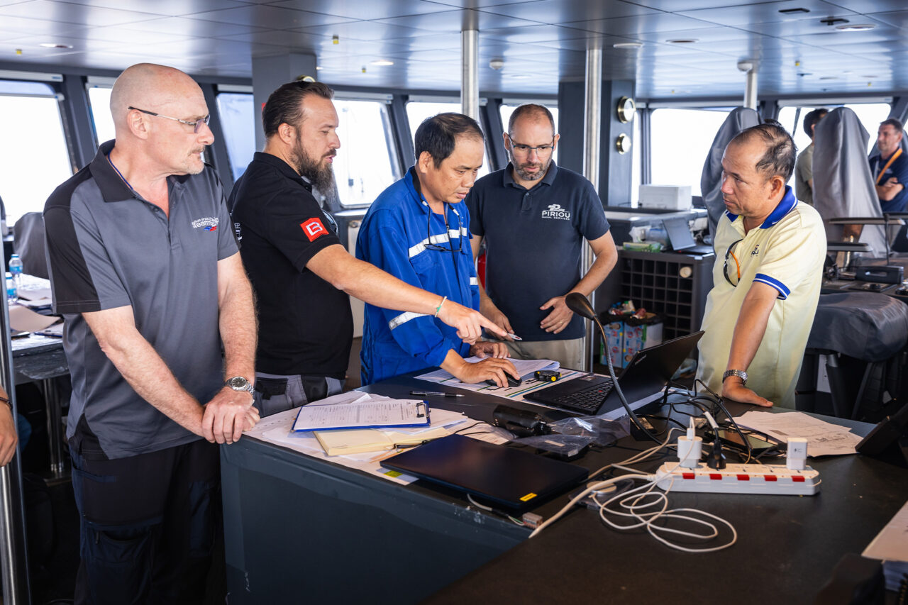Scillonian IV testing equipment in the wheelhouse
